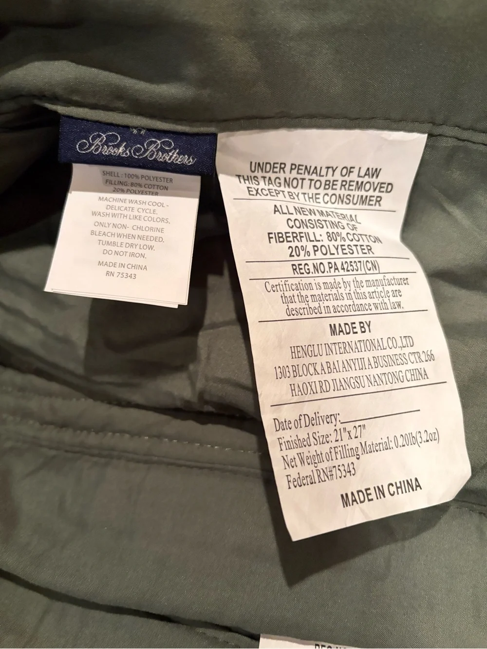 Brooks Brothers Full/Queen Quilt Comforter Set